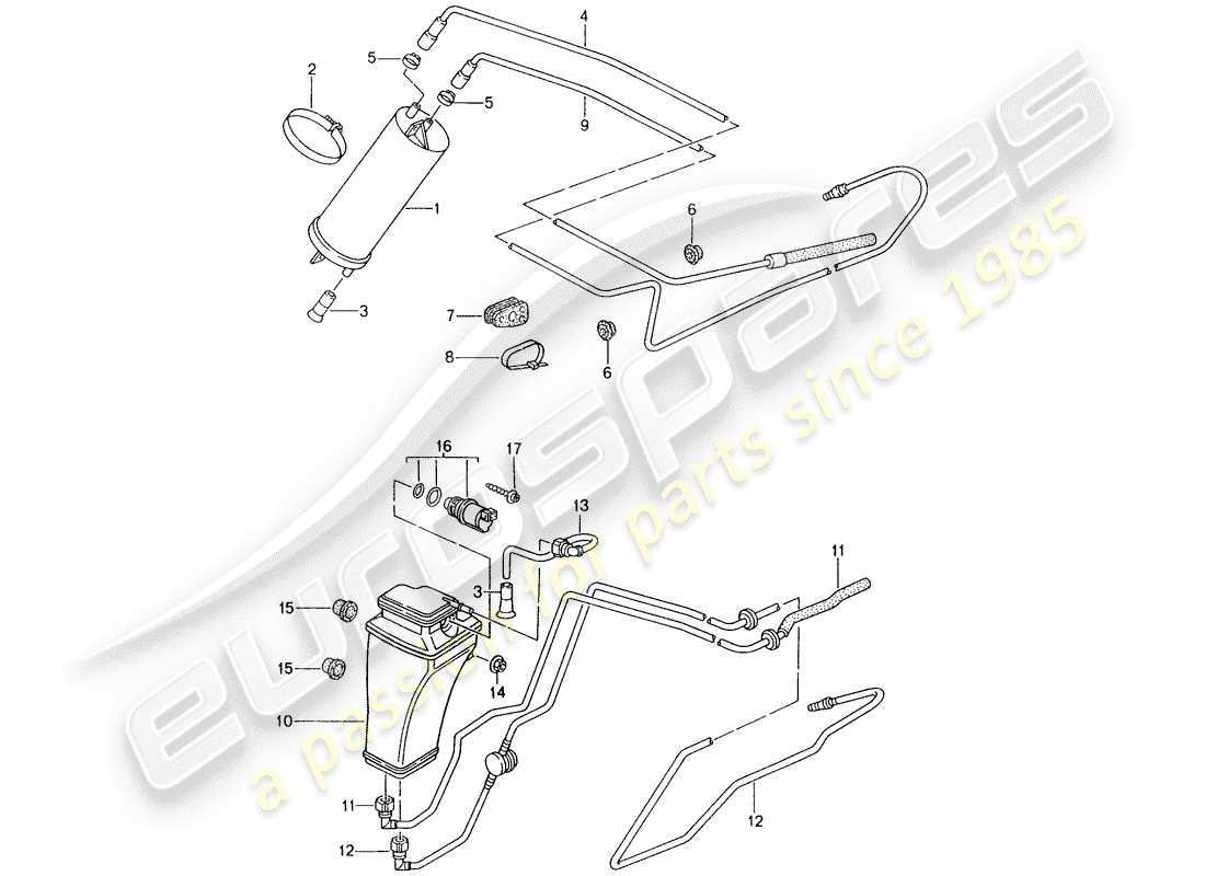 porsche 1994 (993) evaporative emission canister part diagram