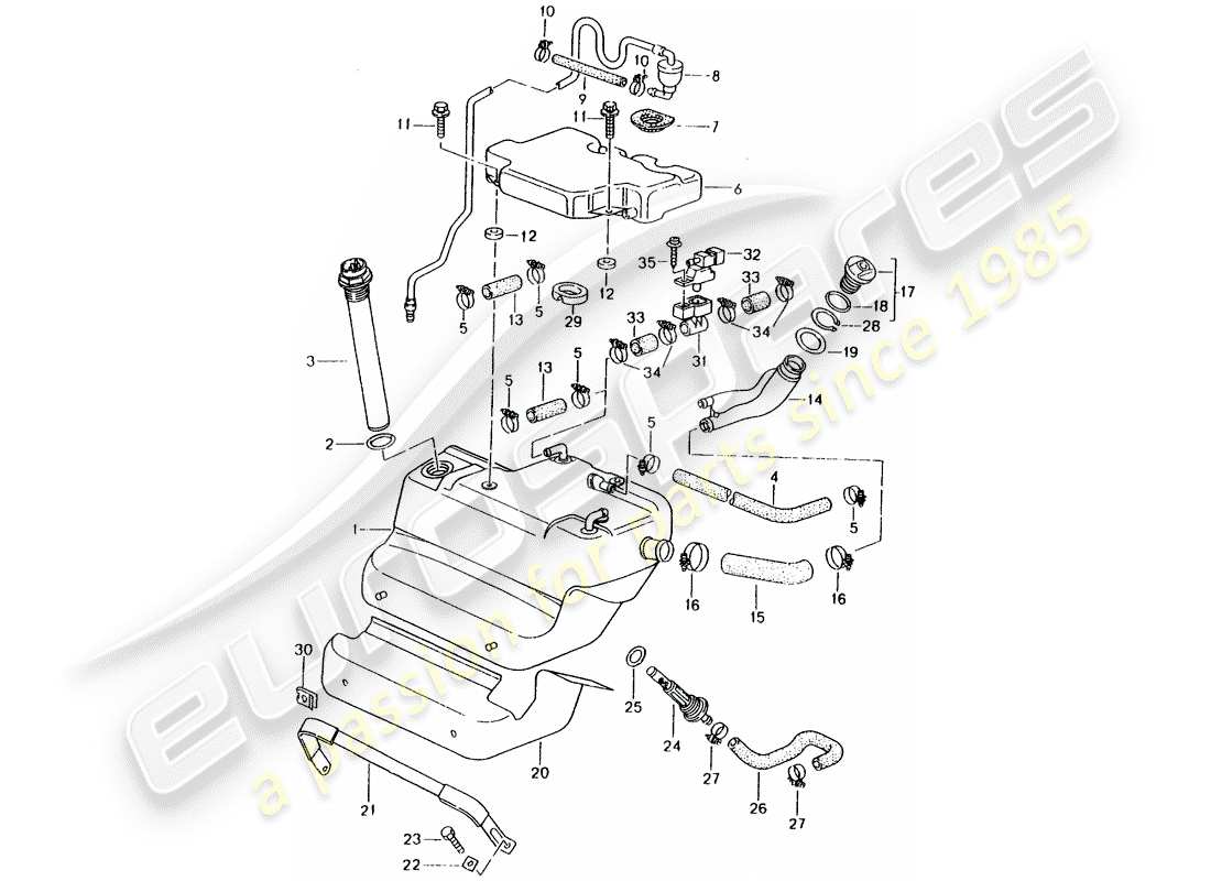 porsche 1996 (993) fuel tank part diagram