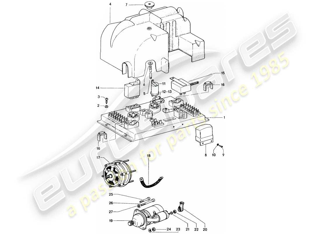 porsche 1972 (914) governor - alternator - starter part diagram