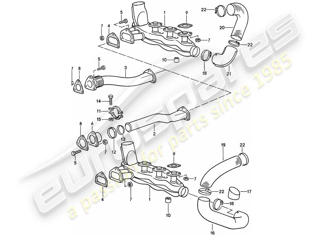 porsche 1987 (911) exhaust system part diagram