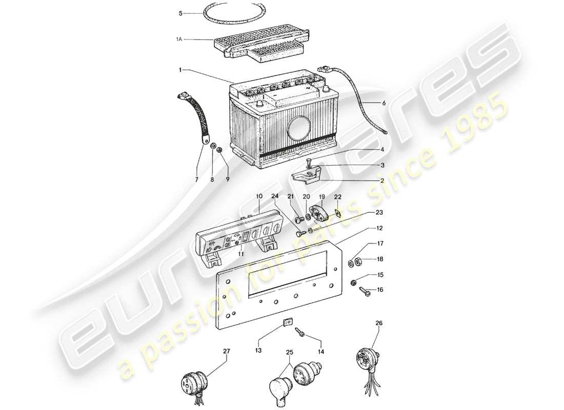 porsche 1971 (914) battery - fuse box part diagram