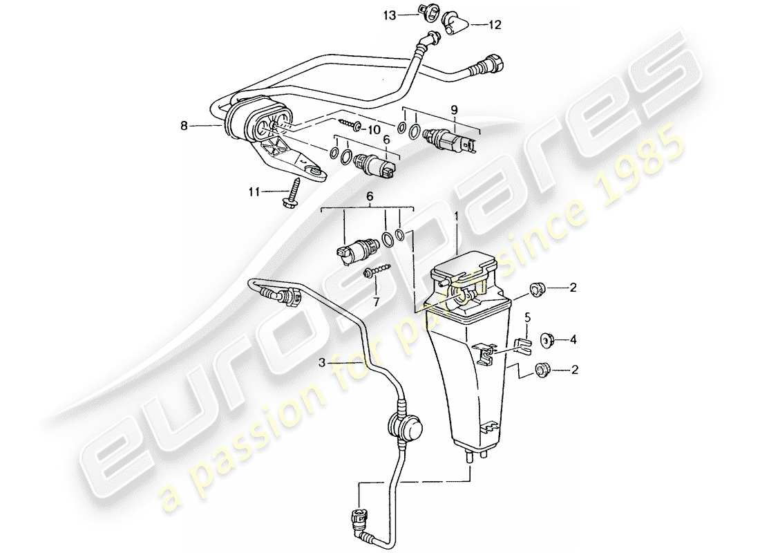 porsche 2001 (986 boxster) evaporative emission canister part diagram