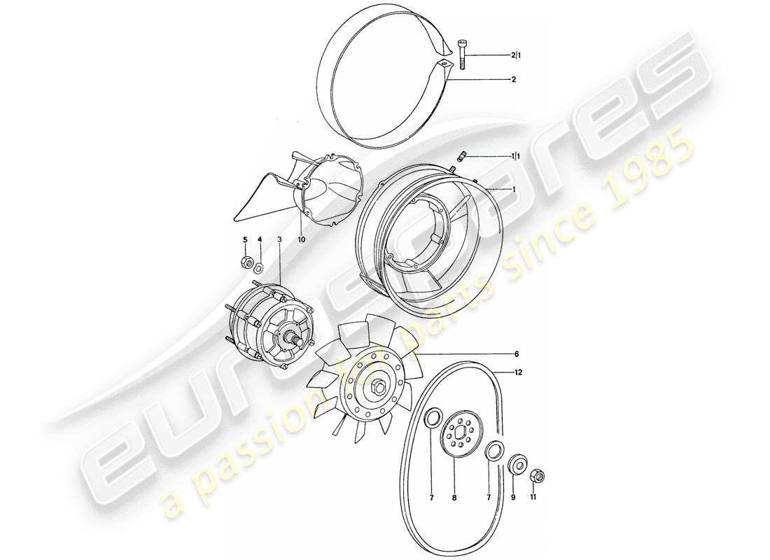 porsche 1977 (911) air cooling part diagram