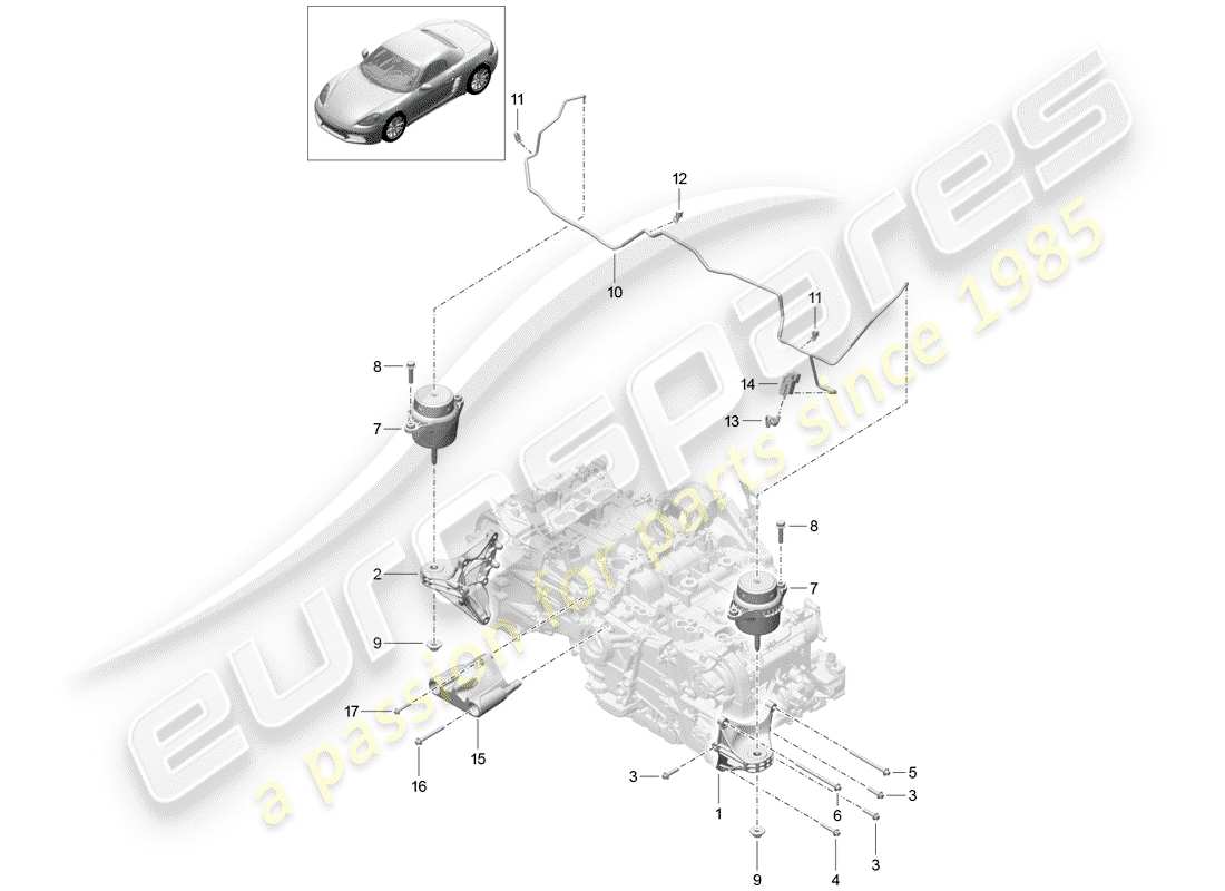 porsche 2018 (718 boxster) engine lifting tackle part diagram