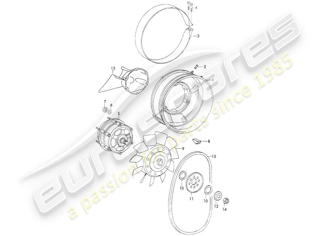 porsche 1973 (911) air cooling part diagram