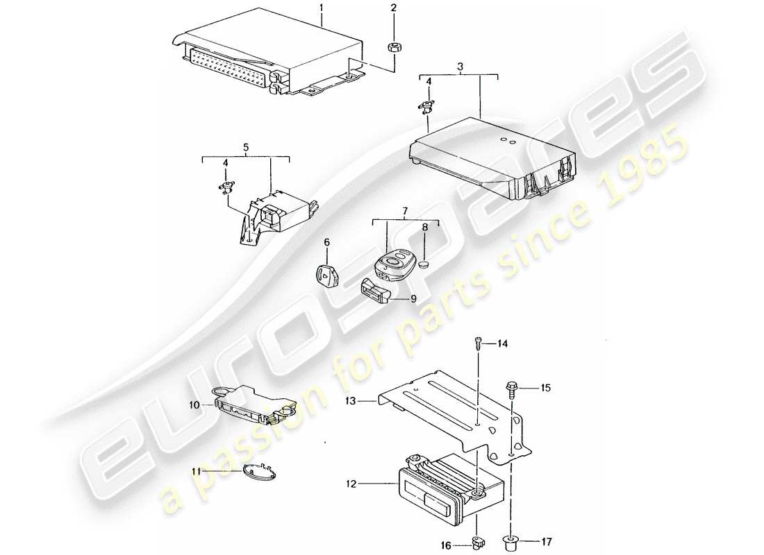 porsche 1997 (986 boxster) control units part diagram