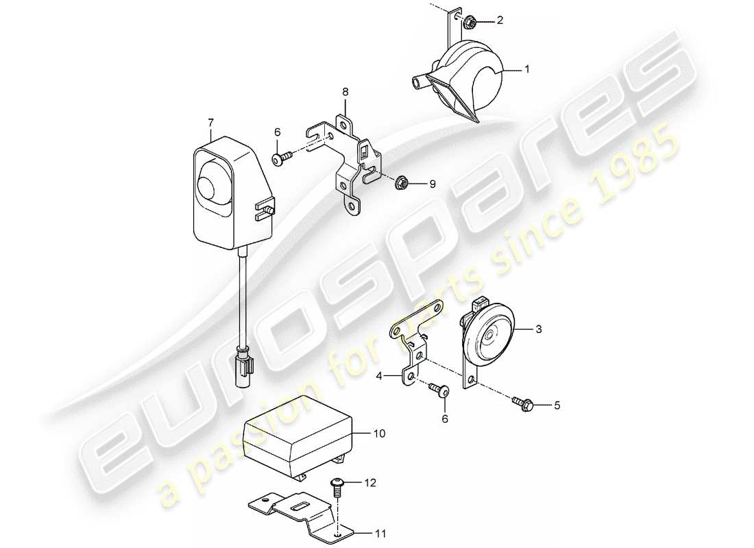 porsche 2006 (carrera gt) fanfare horn - horn - alarm system part diagram