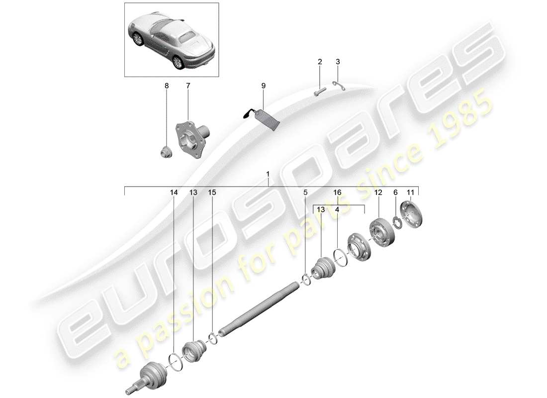 porsche 2018 (718 boxster) drive shaft part diagram