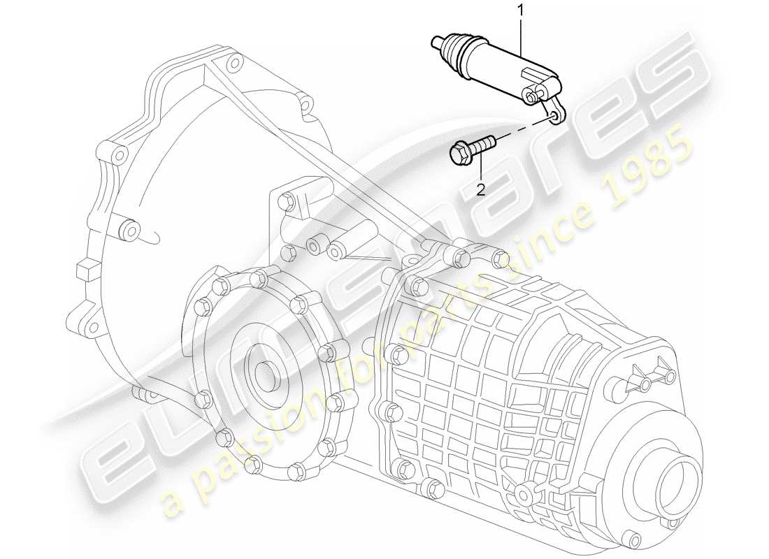 porsche 2001 (986 boxster) hydraulic clutch - operation part diagram