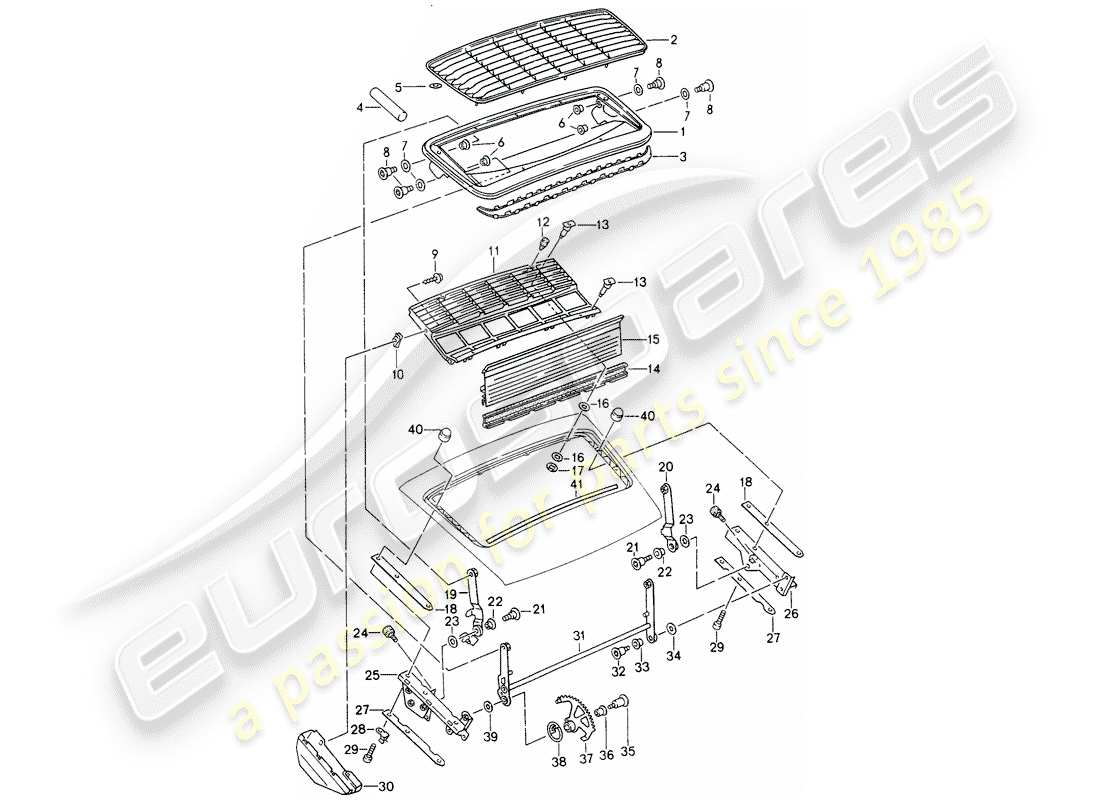 porsche 1994 (993) rear spoiler part diagram