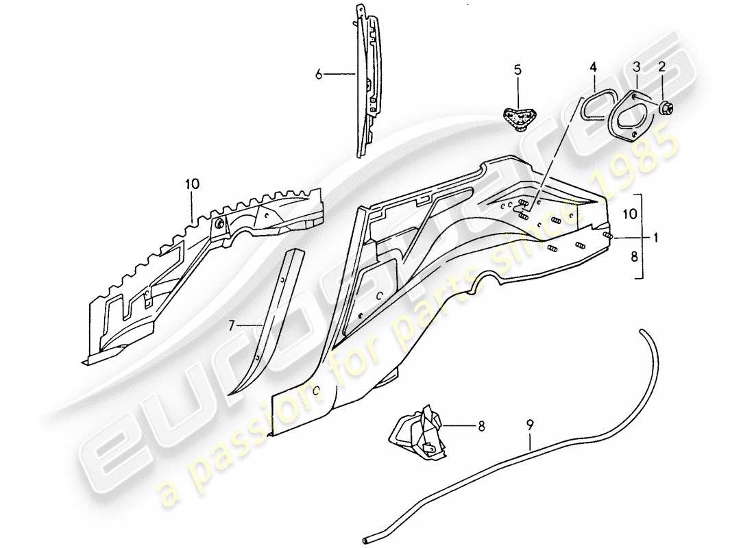 porsche 1994 (993) wheel housing part diagram