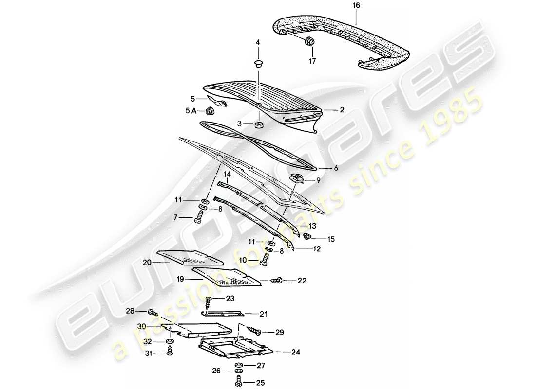 porsche 1986 (911) rear spoiler part diagram