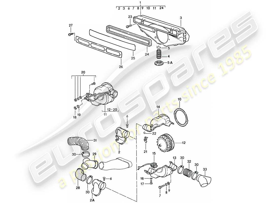 porsche 1986 (911) ventilation - heating system 1 part diagram