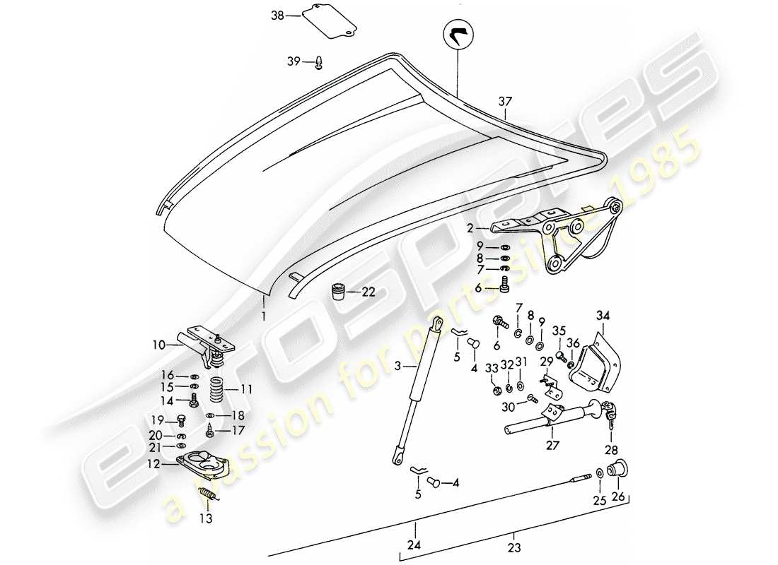 porsche 1968 (911/912) cover part diagram
