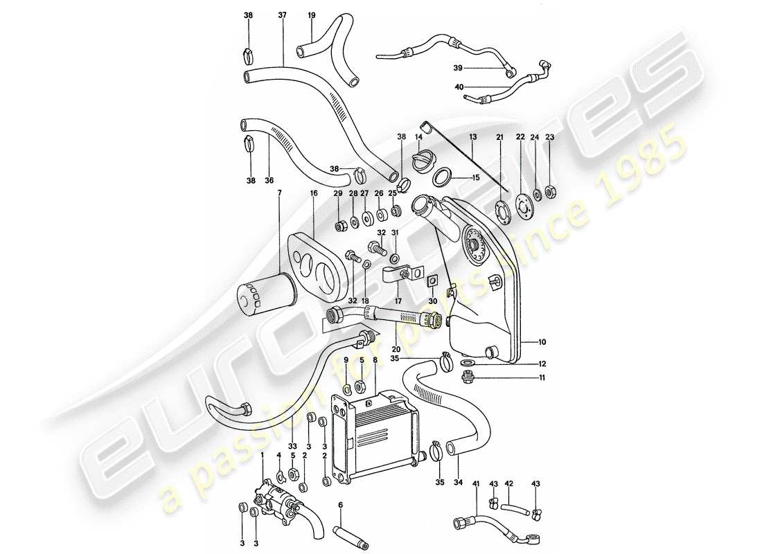porsche 1977 (911) engine lubrication part diagram
