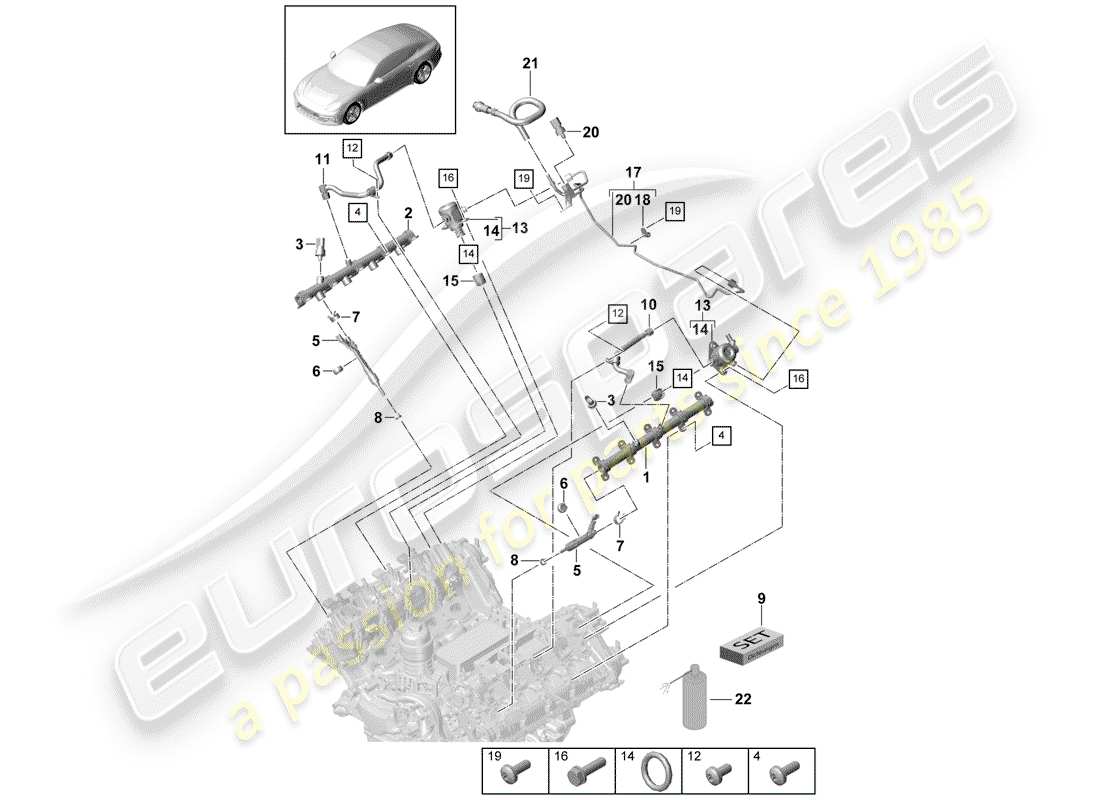 porsche panamera 971 (2018) fuel collection pipe part diagram