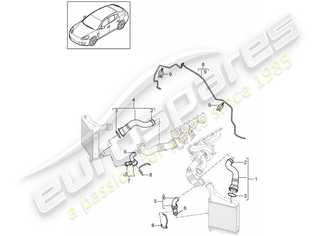 porsche 2011 (panamera 970) pressure pipe part diagram