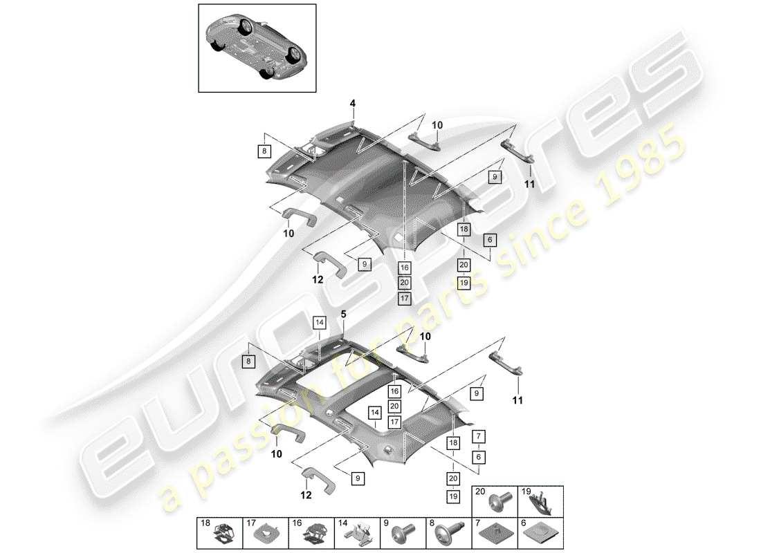 porsche 2019 (panamera 971-1) accessories part diagram