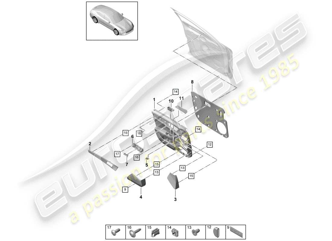 porsche panamera 971 (2018) door panel part diagram