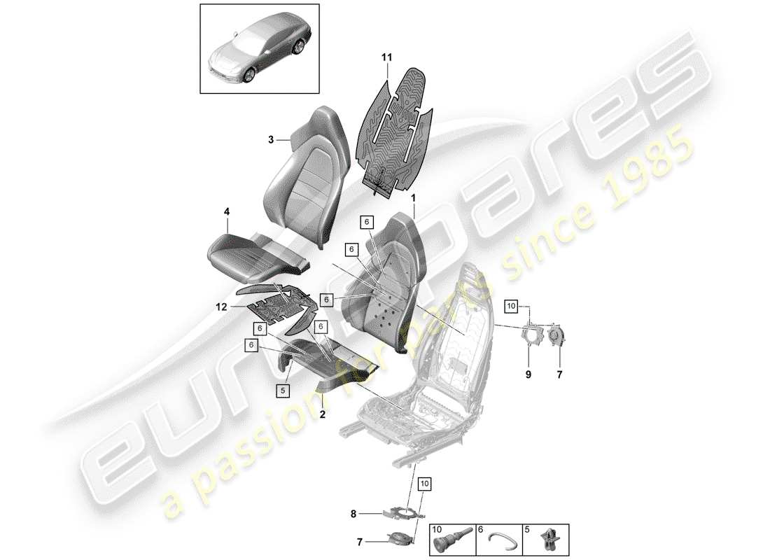 porsche 2020 (panamera 971-1) foam part parts diagram