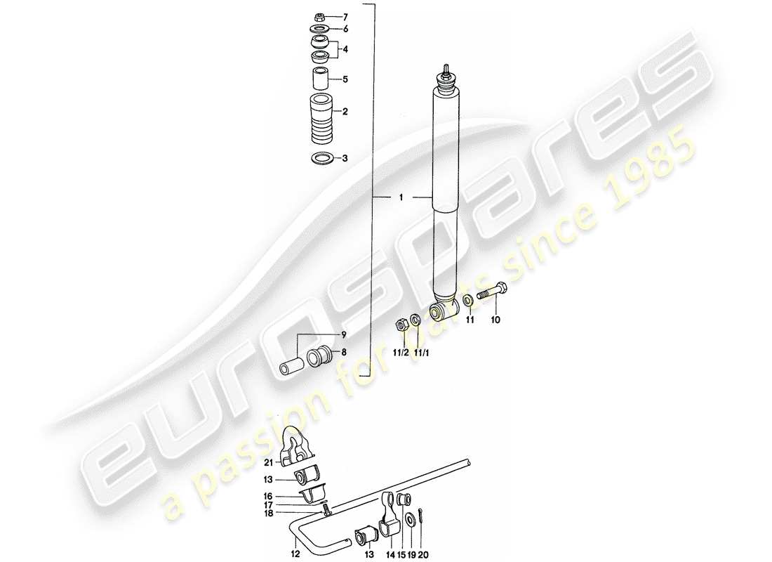 porsche 1977 (911) vibration damper - stabilizer part diagram