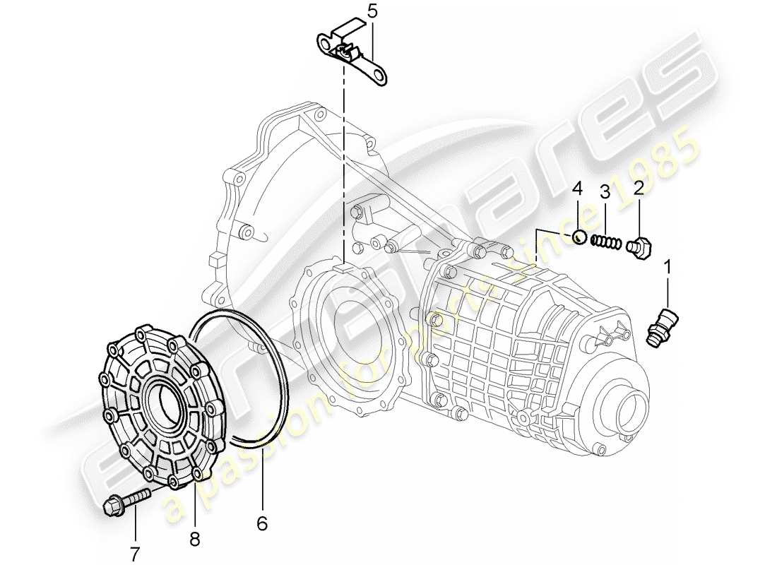 porsche 2001 (986 boxster) transmission - single parts - d - mj 2000>> part diagram
