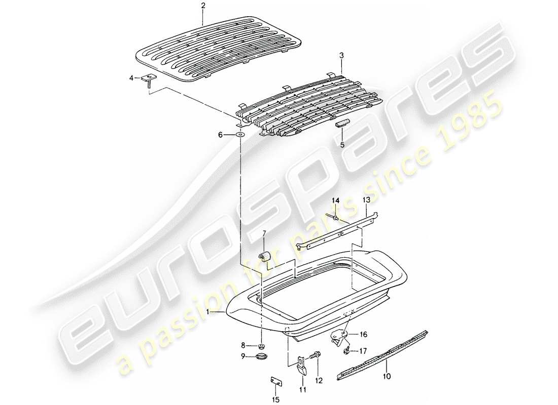 porsche 1994 (993) rear spoiler part diagram
