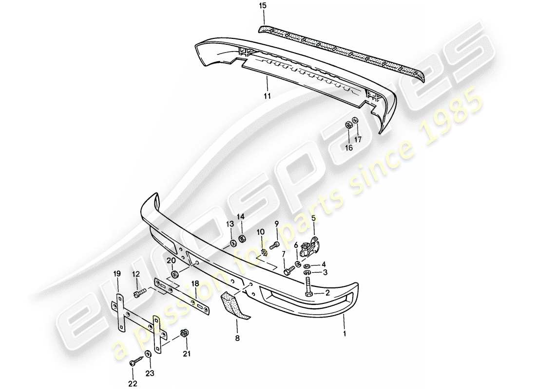 porsche 1987 (924s) bumper - without: - buffer part diagram