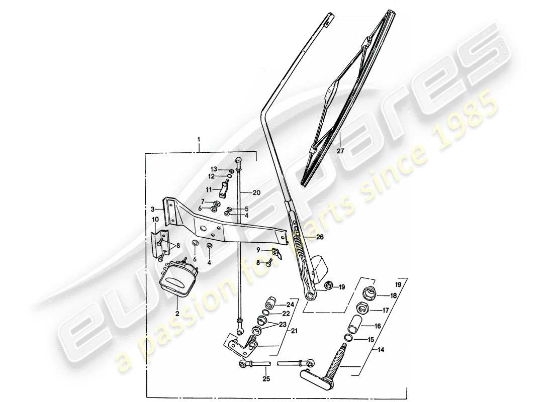 porsche 1977 (911) rear window wiper - d - mj 1976>> part diagram