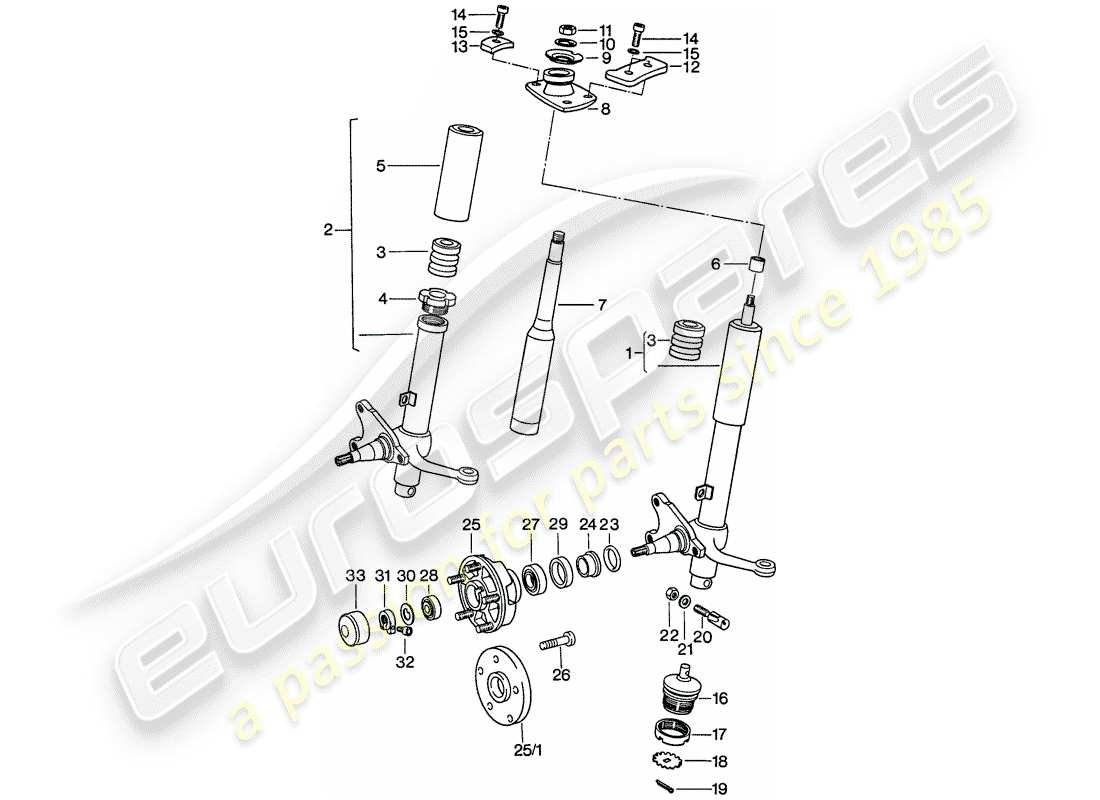 porsche 1977 (911) shock absorber strut - lubricants part diagram