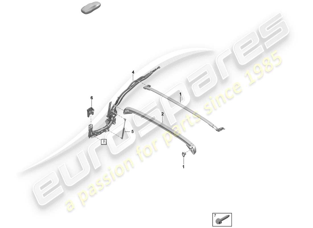 porsche 2020 (718 boxster spyder) top frame part diagram