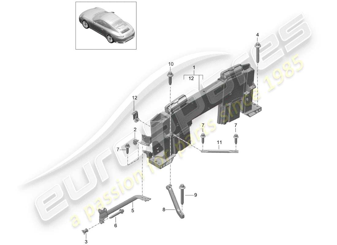 porsche 2018 (991-2) roll bar part diagram