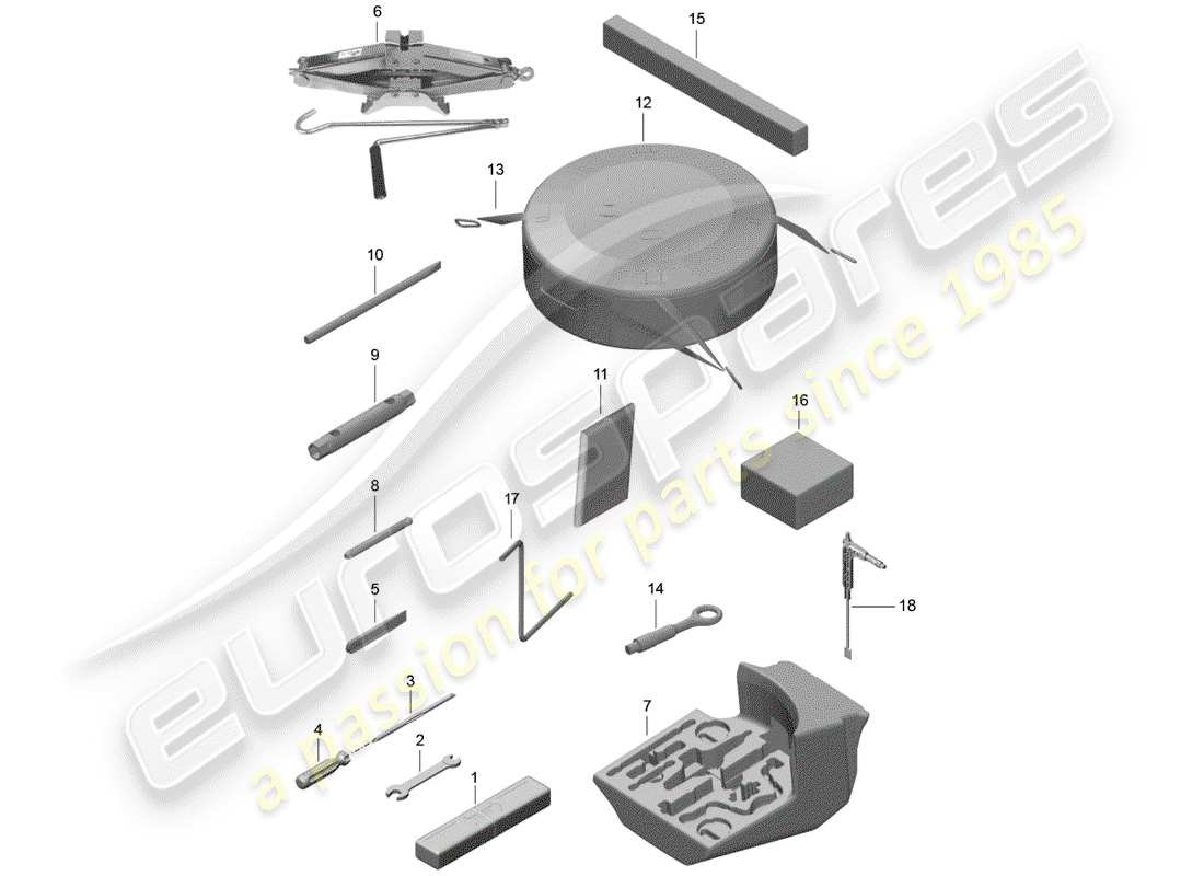 porsche 2018 (991-2) tool parts diagram