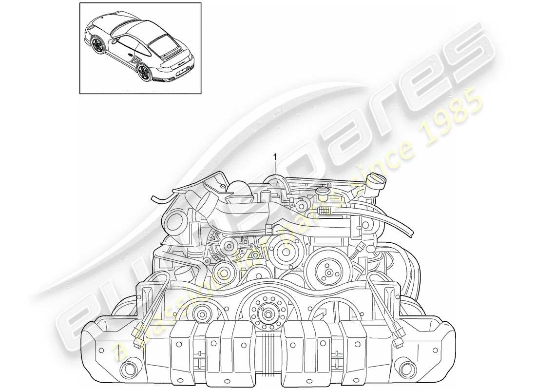 porsche 911 t/gt2rs (2011) replacement engine part diagram