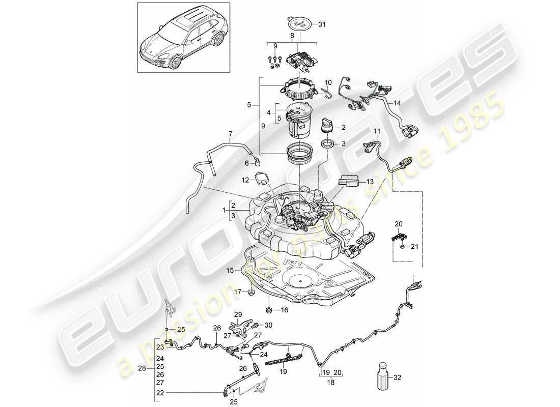 porsche 2013 (cayenne e2 92a) ex. emission control system parts diagram