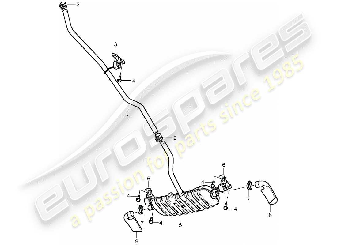 porsche 2003 (cayenne e1 9pa) exhaust system part diagram