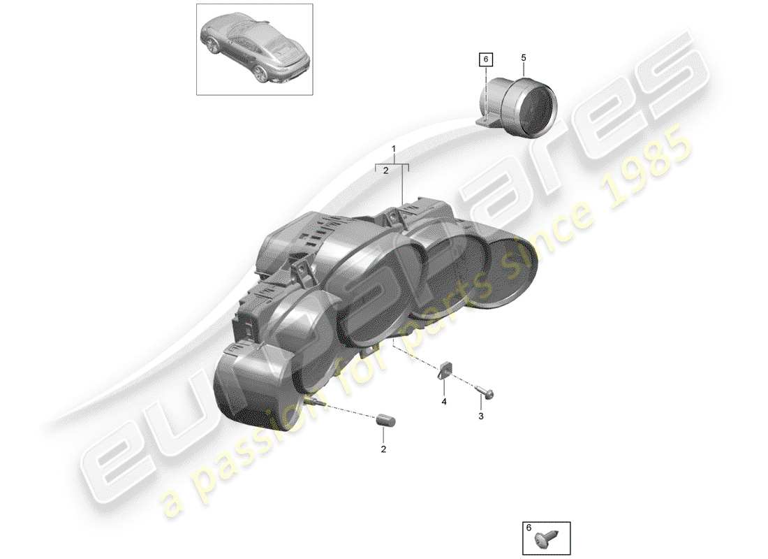 porsche 2016 (991-1 turbo) instrument cluster part diagram