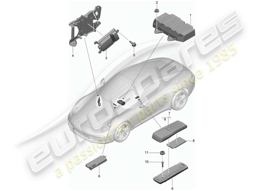 porsche 2013 (991-1) amplifier part diagram