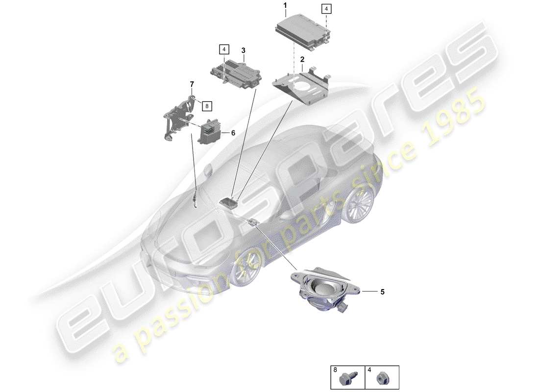 porsche 2019 (718 boxster spyder) amplifier part diagram