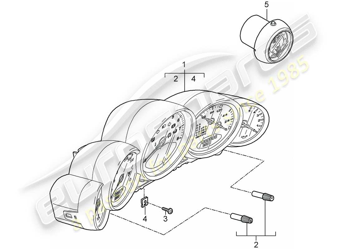 porsche 2011 (997-2 turbo / gt2 rs) instruments part diagram