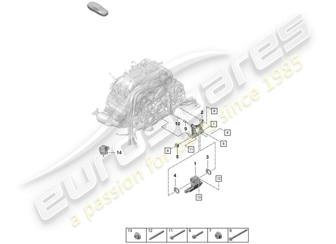 porsche 2020 (718 boxster spyder) engine lifting tackle part diagram