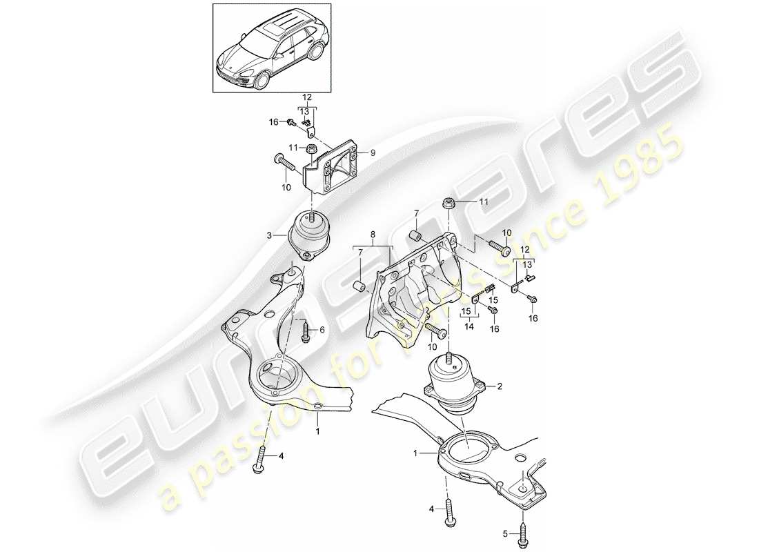 porsche 2012 (cayenne e2 92a) engine lifting tackle part diagram