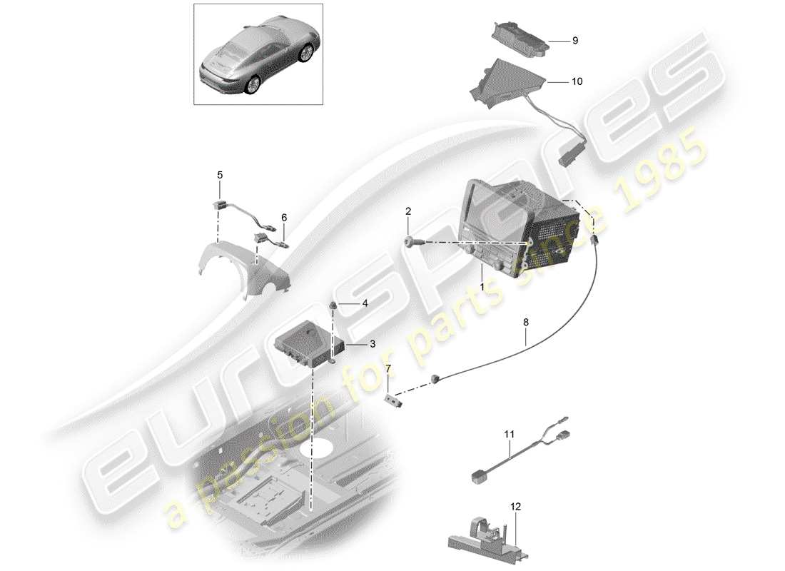 porsche 2014 (991-1) operating unit part diagram