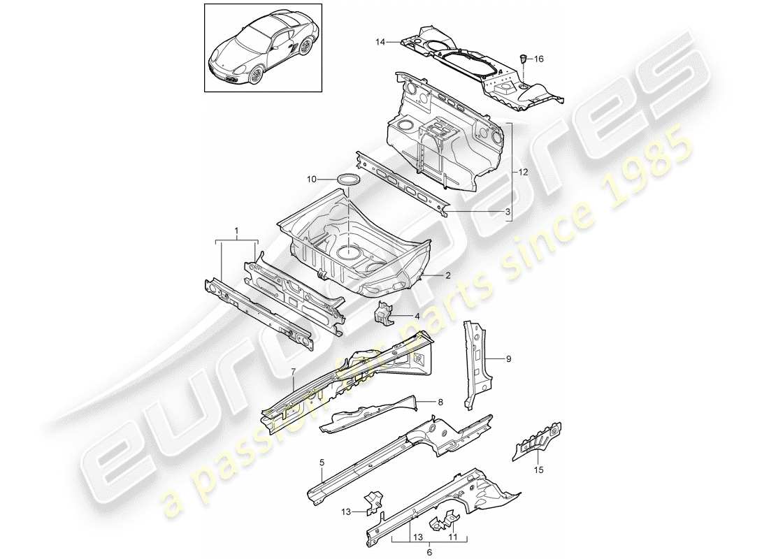 porsche 2012 (987 cayman) front end part diagram