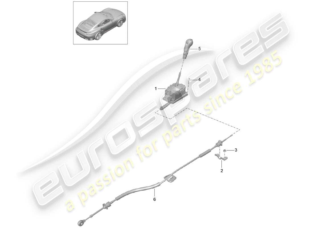 porsche 991 turbo (2016) selector lever part diagram