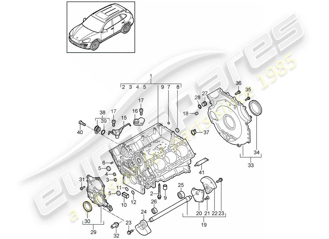 porsche 2012 (cayenne e2 92a) crankcase part diagram