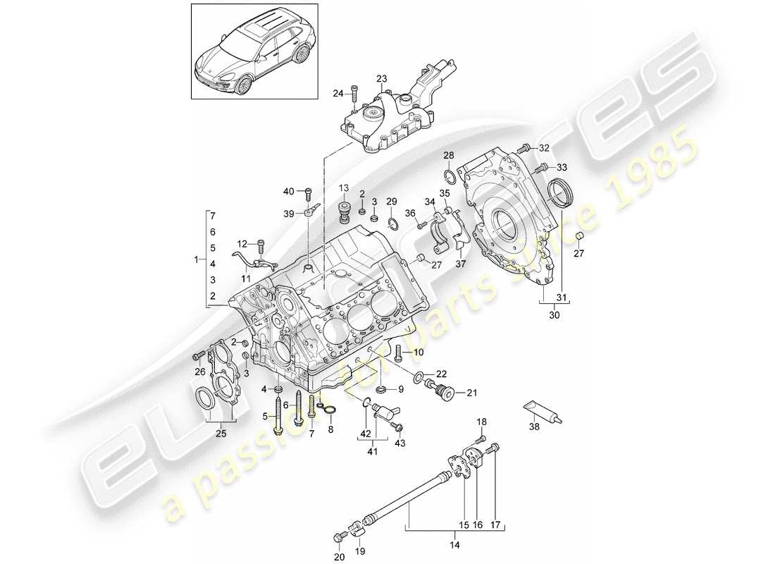 porsche 2011 (cayenne e2 92a) crankcase part diagram
