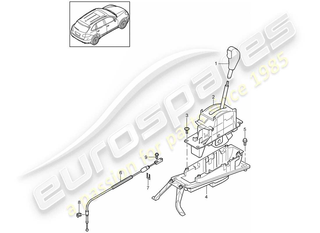 porsche 2012 (cayenne e2 92a) selector lever part diagram