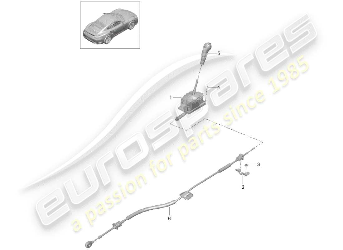 porsche 2017 (991-2 turbo) selector lever part diagram