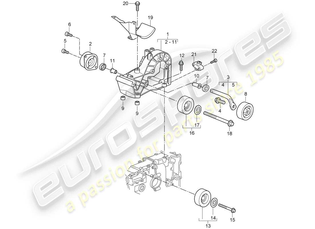 porsche 2008 (987 cayman) belt tensioner part diagram